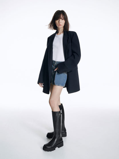 Imogen Side-Buckle Chunky Knee-High Boots - Black | CHARLES & KEITH