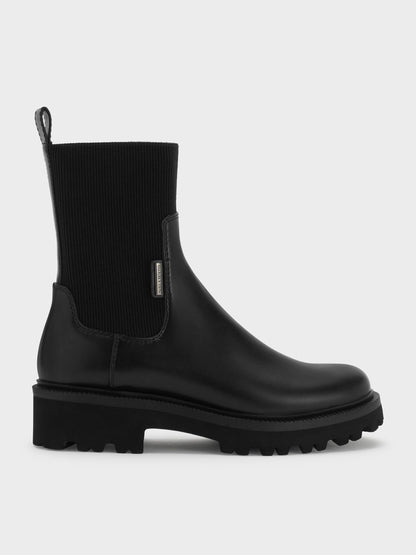 Remy Ridged-Sole Chelsea Boots - Black | CHARLES & KEITH