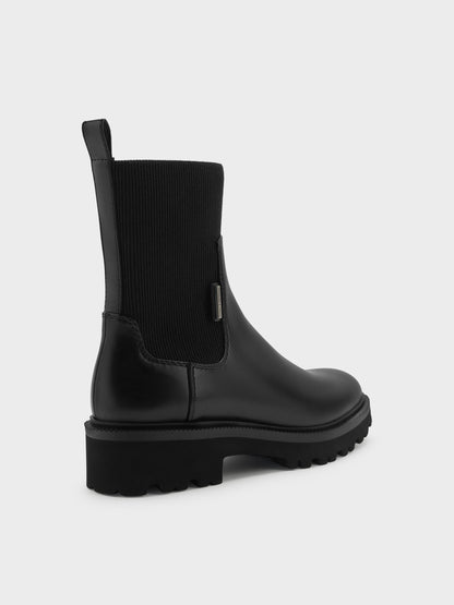 Remy Ridged-Sole Chelsea Boots - Black | CHARLES & KEITH