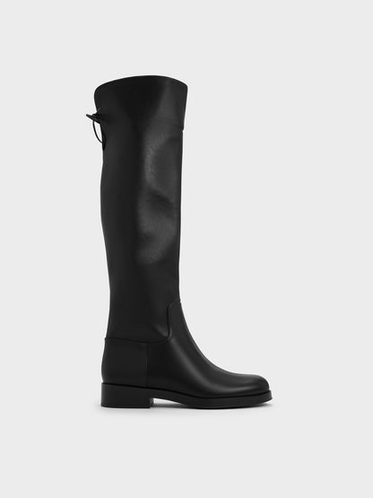 Louisa Fold-Over Thigh-High Boots - Black | CHARLES & KEITH