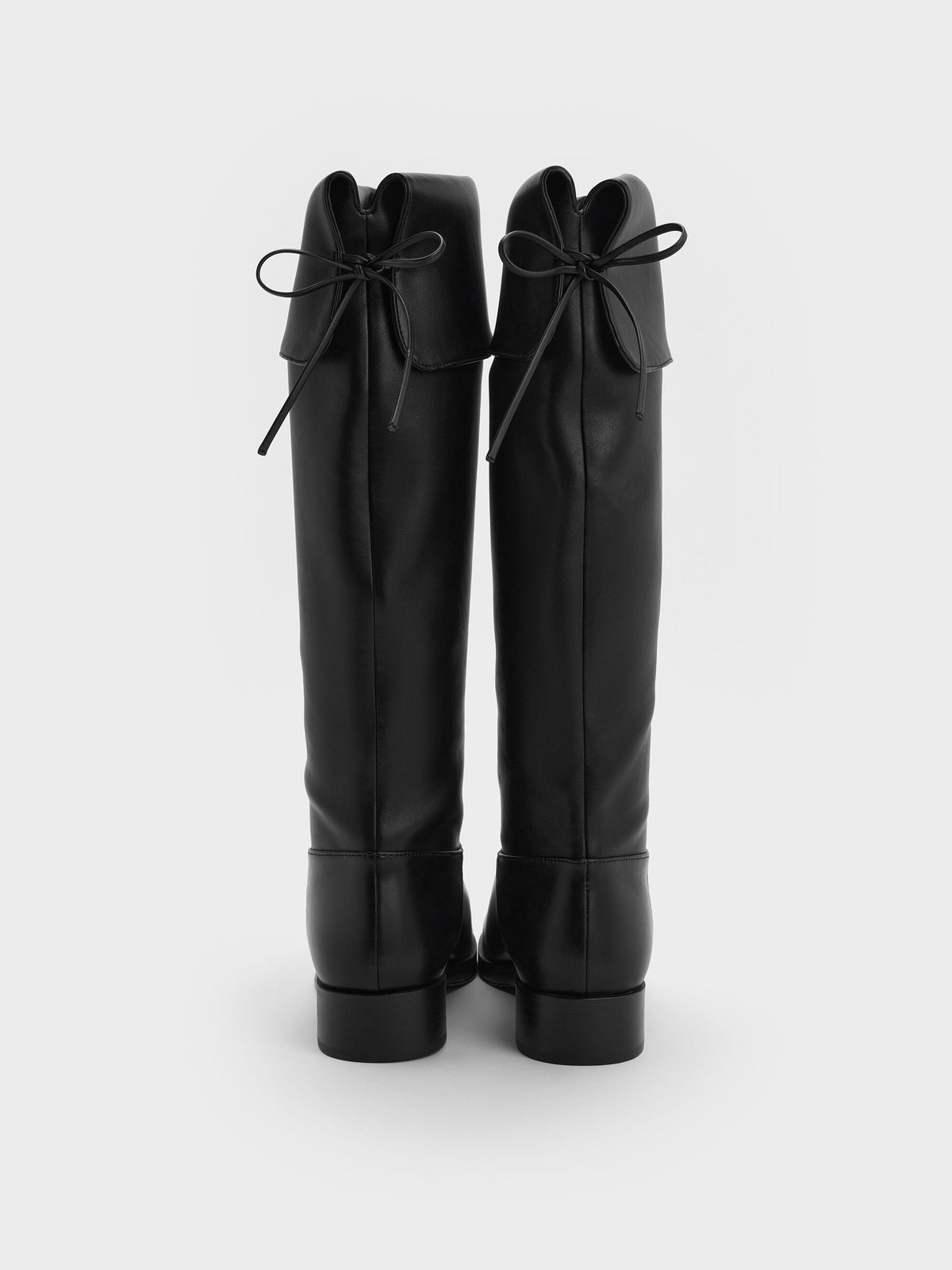 Louisa Fold-Over Thigh-High Boots - Black | CHARLES & KEITH