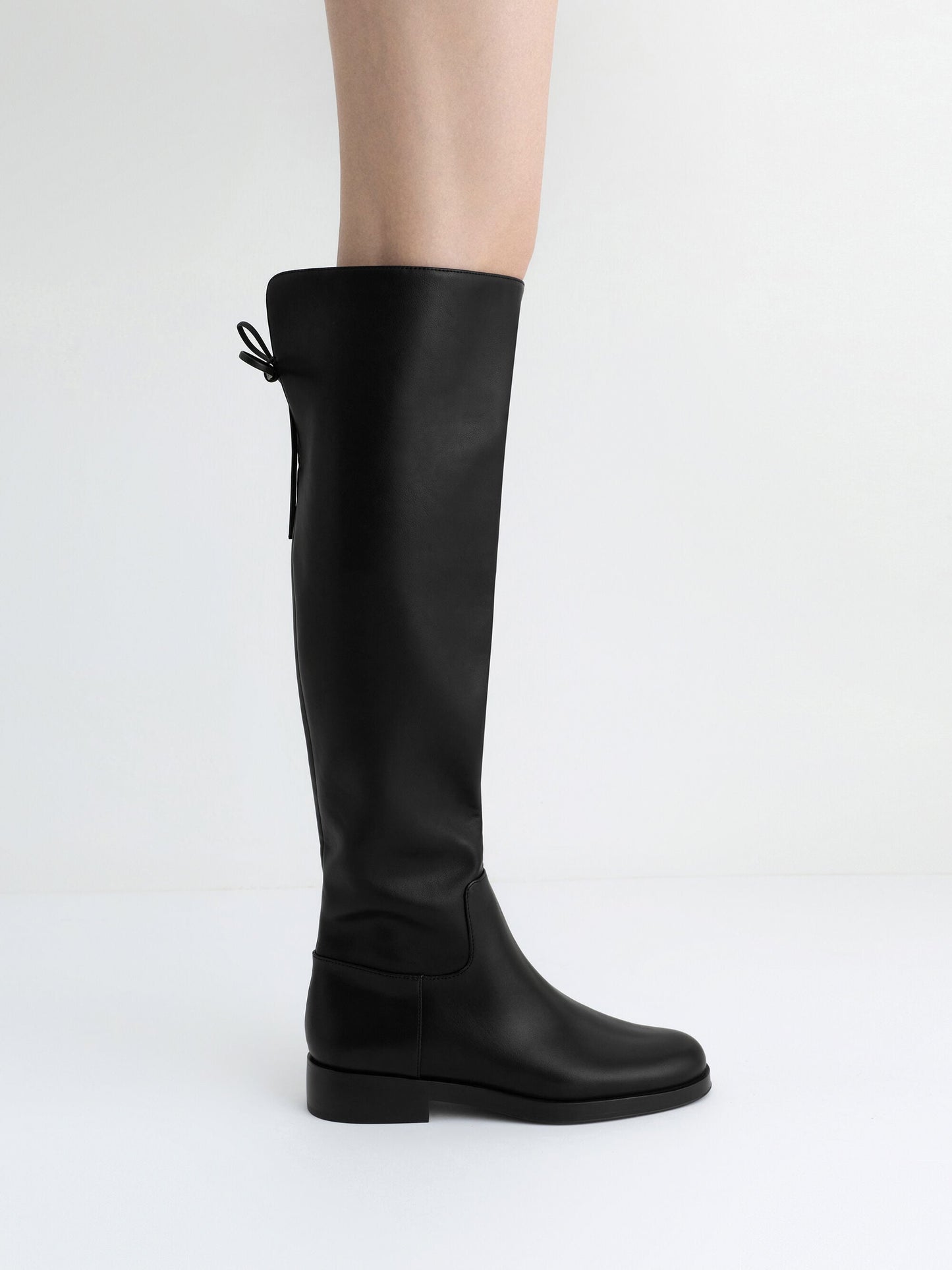 Louisa Fold-Over Thigh-High Boots - Black | CHARLES & KEITH