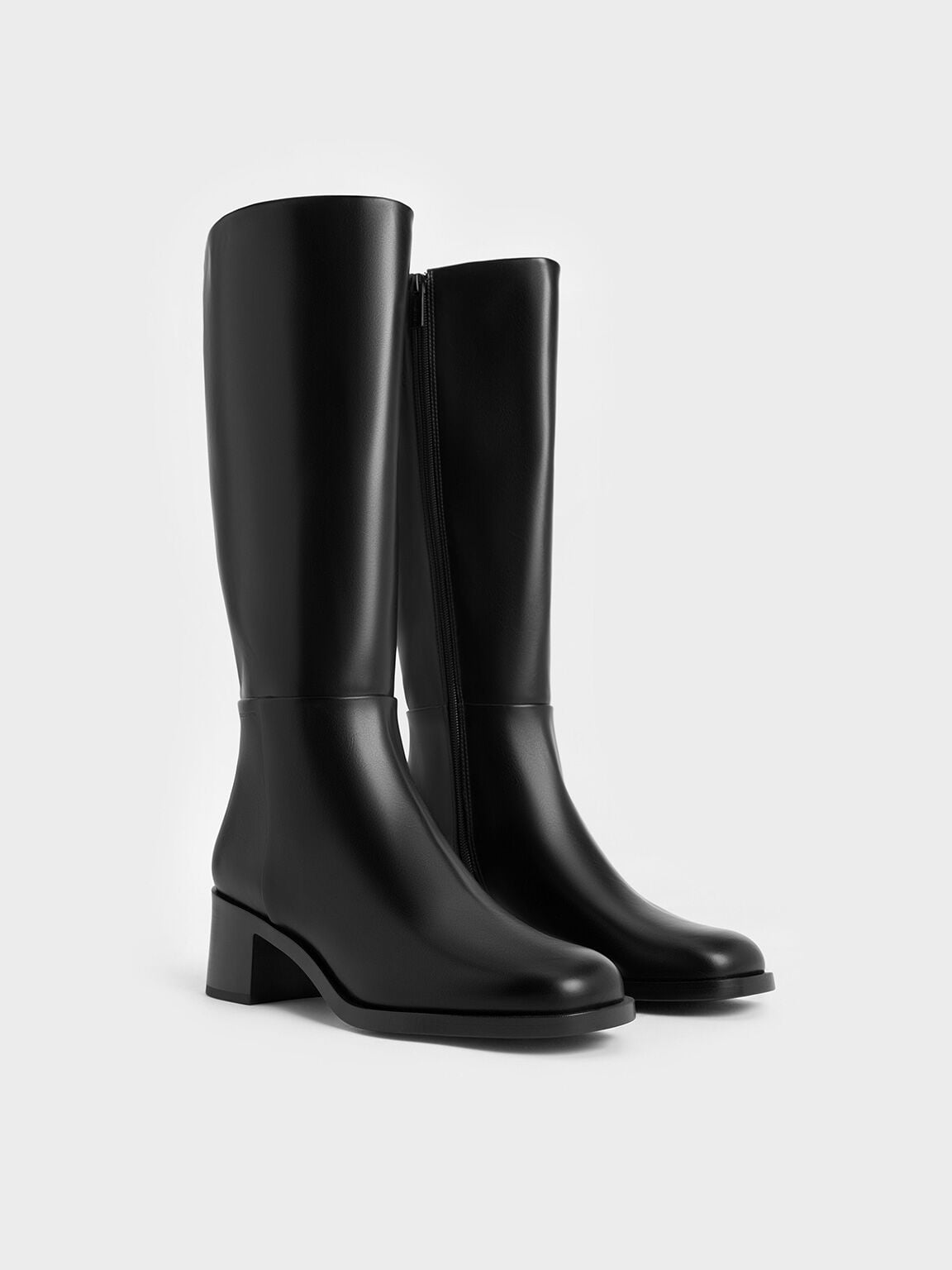 Louise Block-Heel Knee-High Boots - Black | CHARLES & KEITH
