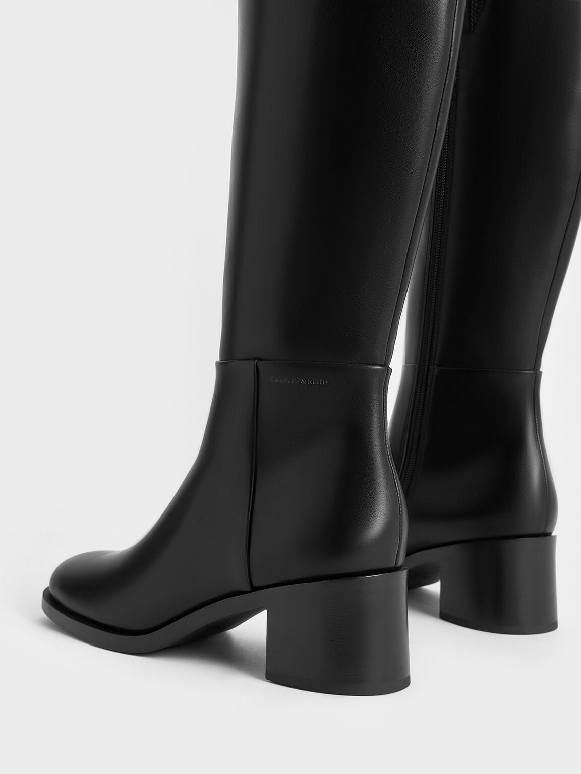 Louise Block-Heel Knee-High Boots - Black | CHARLES & KEITH