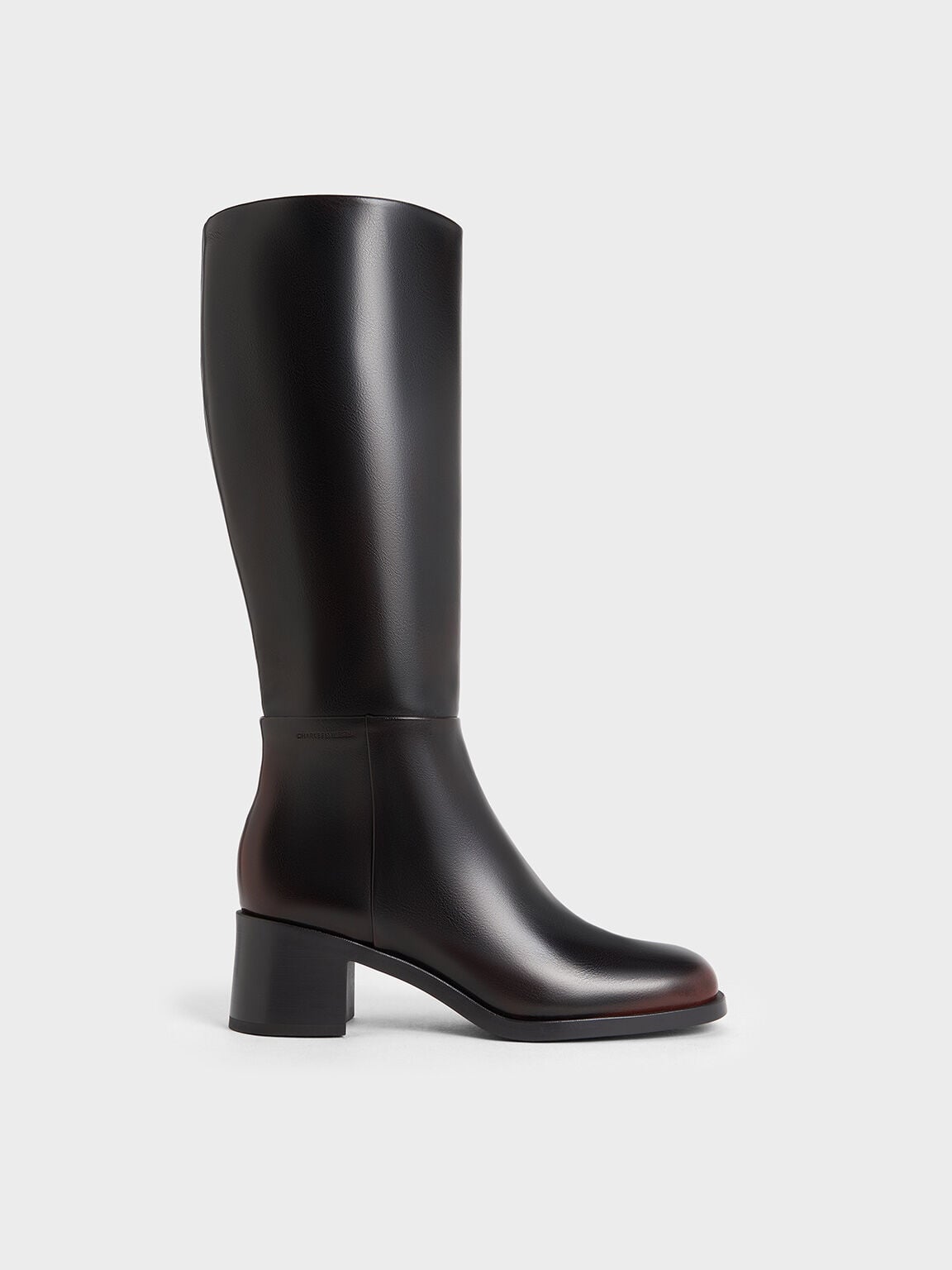 Louise Block-Heel Knee-High Boots - Dark Brown | CHARLES & KEITH