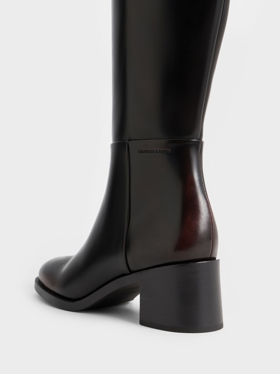 Louise Block-Heel Knee-High Boots - Dark Brown | CHARLES & KEITH