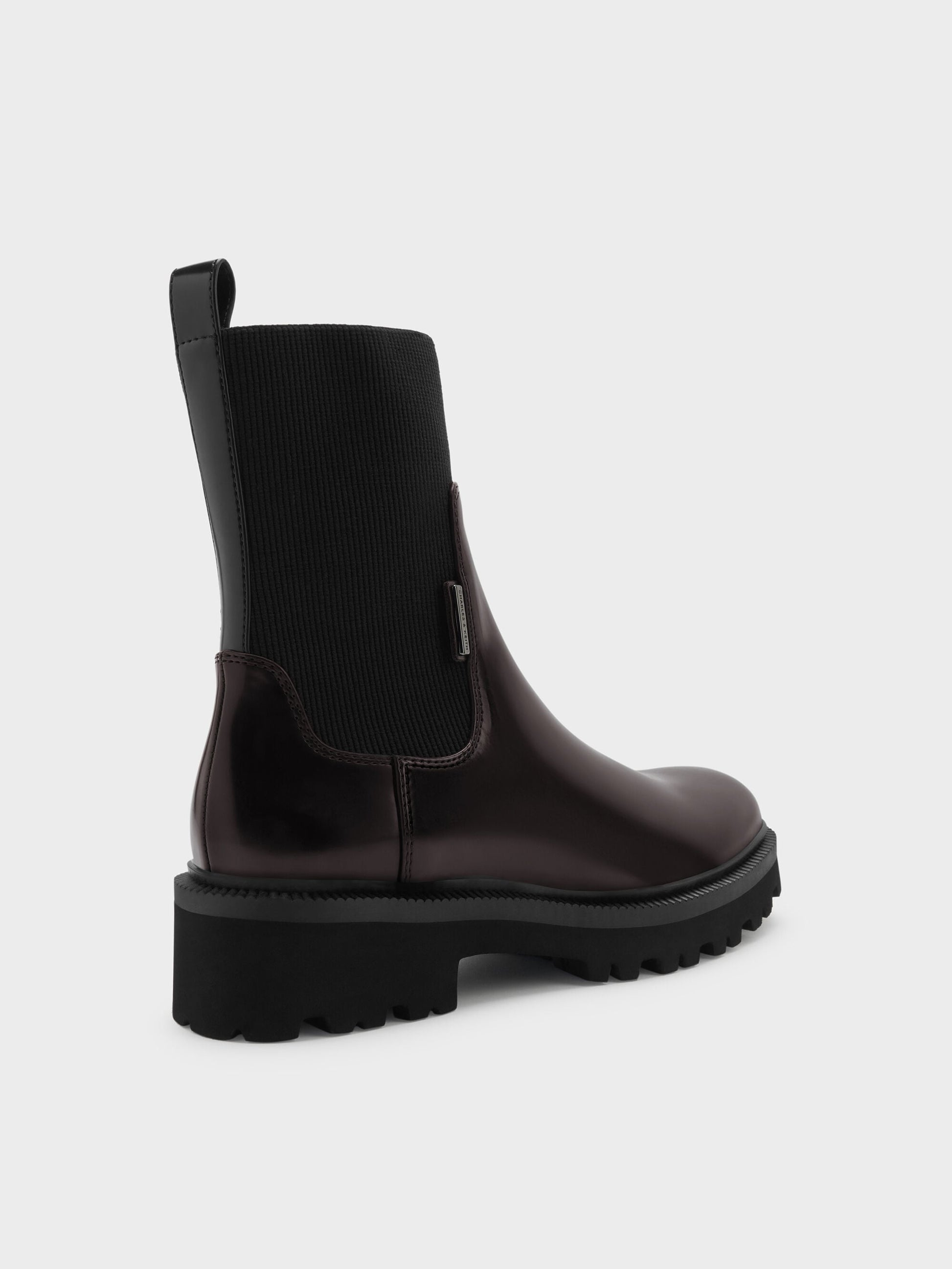 Remy Ridged-Sole Chelsea Boots - Burgundy | CHARLES & KEITH