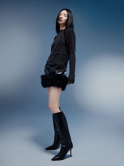 Pointed Stiletto Knee-High Boots - Black | CHARLES & KEITH
