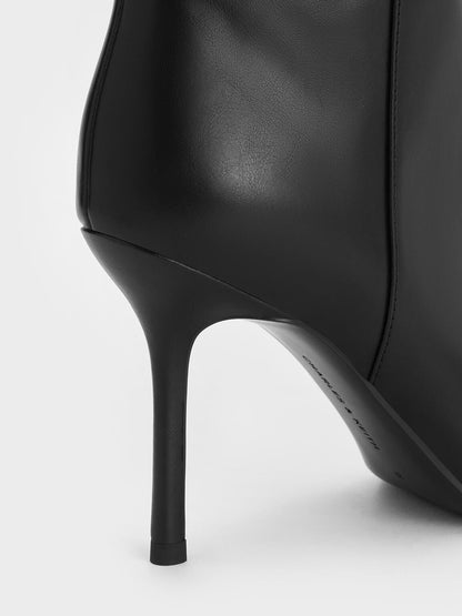 Pointed Stiletto Knee-High Boots - Black | CHARLES & KEITH