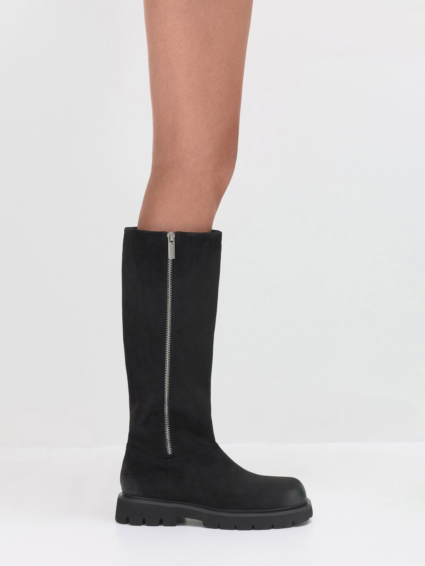 Rosamond Faux Suede Knee-High Boots - Black Textured | CHARLES & KEITH