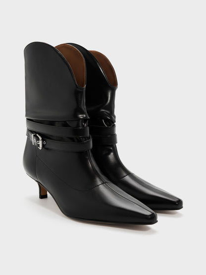 Karter Kitten-Heel Boots - Black | CHARLES & KEITH