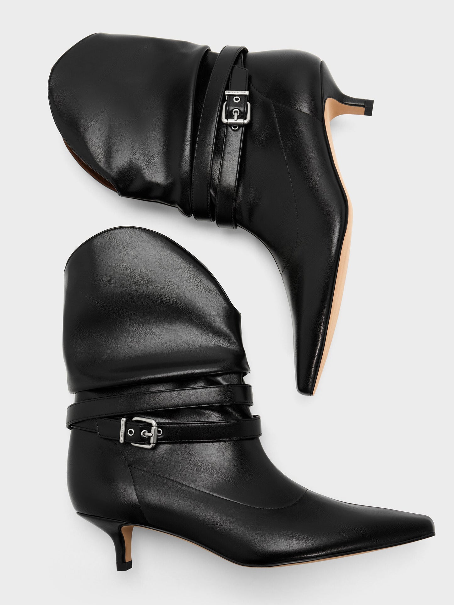 Karter Kitten-Heel Boots - Black | CHARLES & KEITH