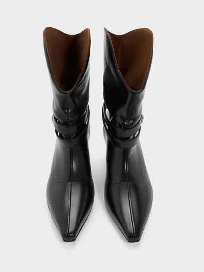 Karter Kitten-Heel Boots - Black | CHARLES & KEITH
