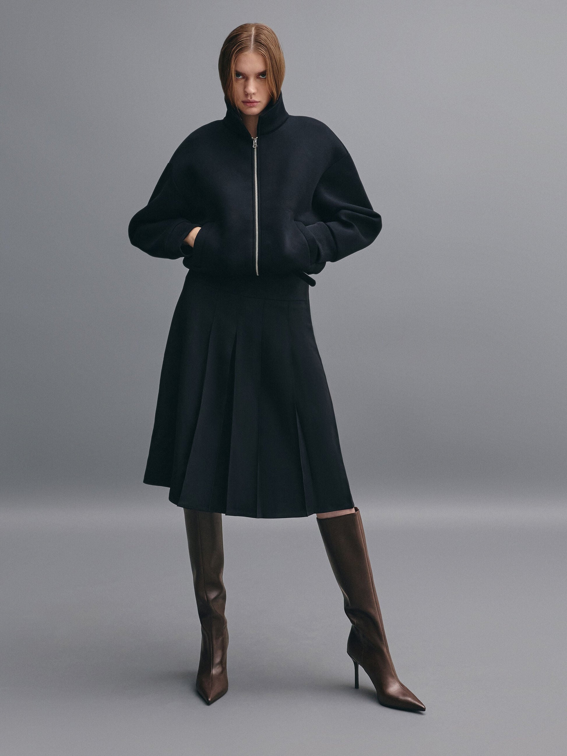 Pointed Stiletto Knee-High Boots - Dark Brown | CHARLES & KEITH