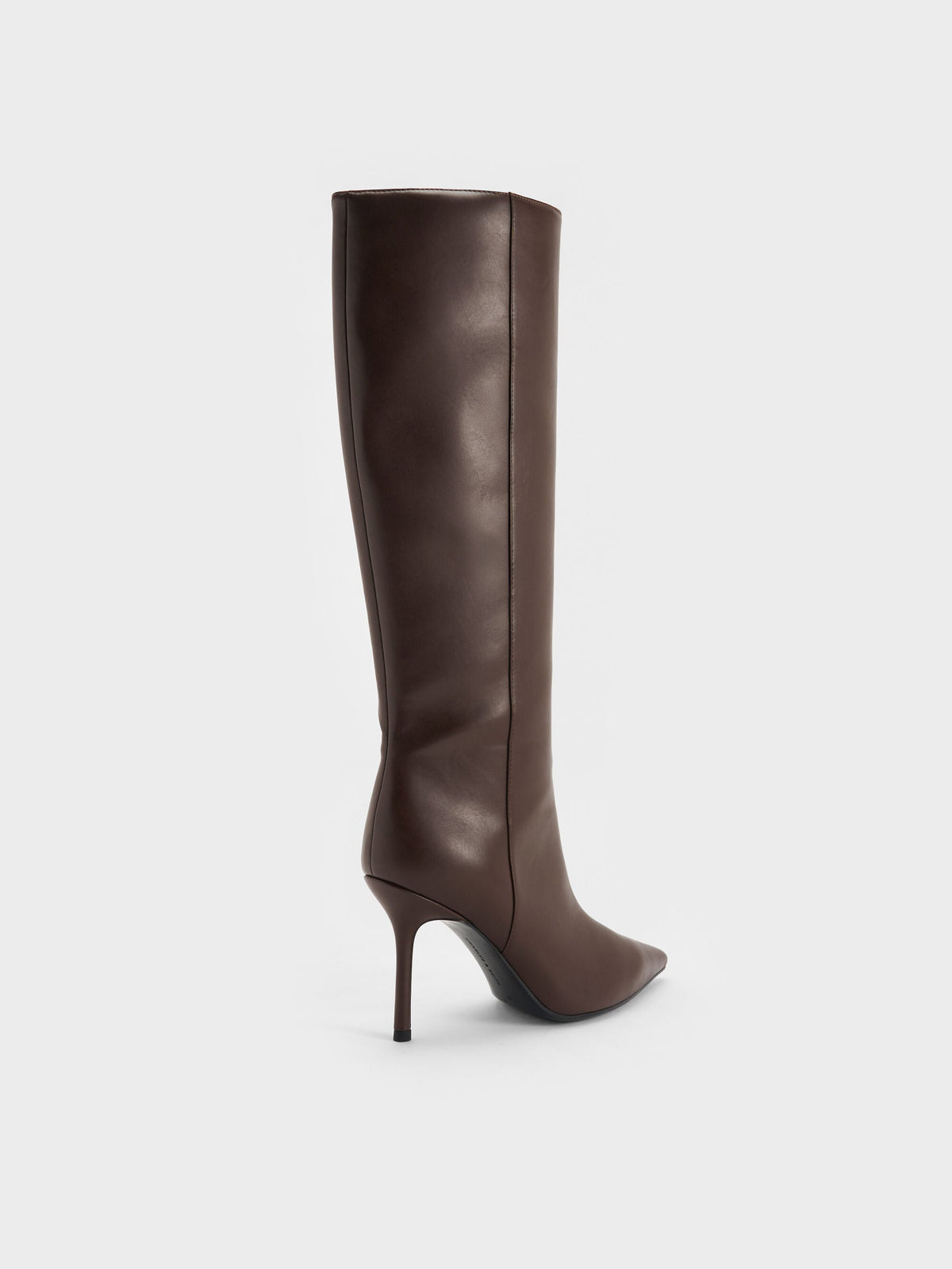 Pointed Stiletto Knee-High Boots - Dark Brown | CHARLES & KEITH