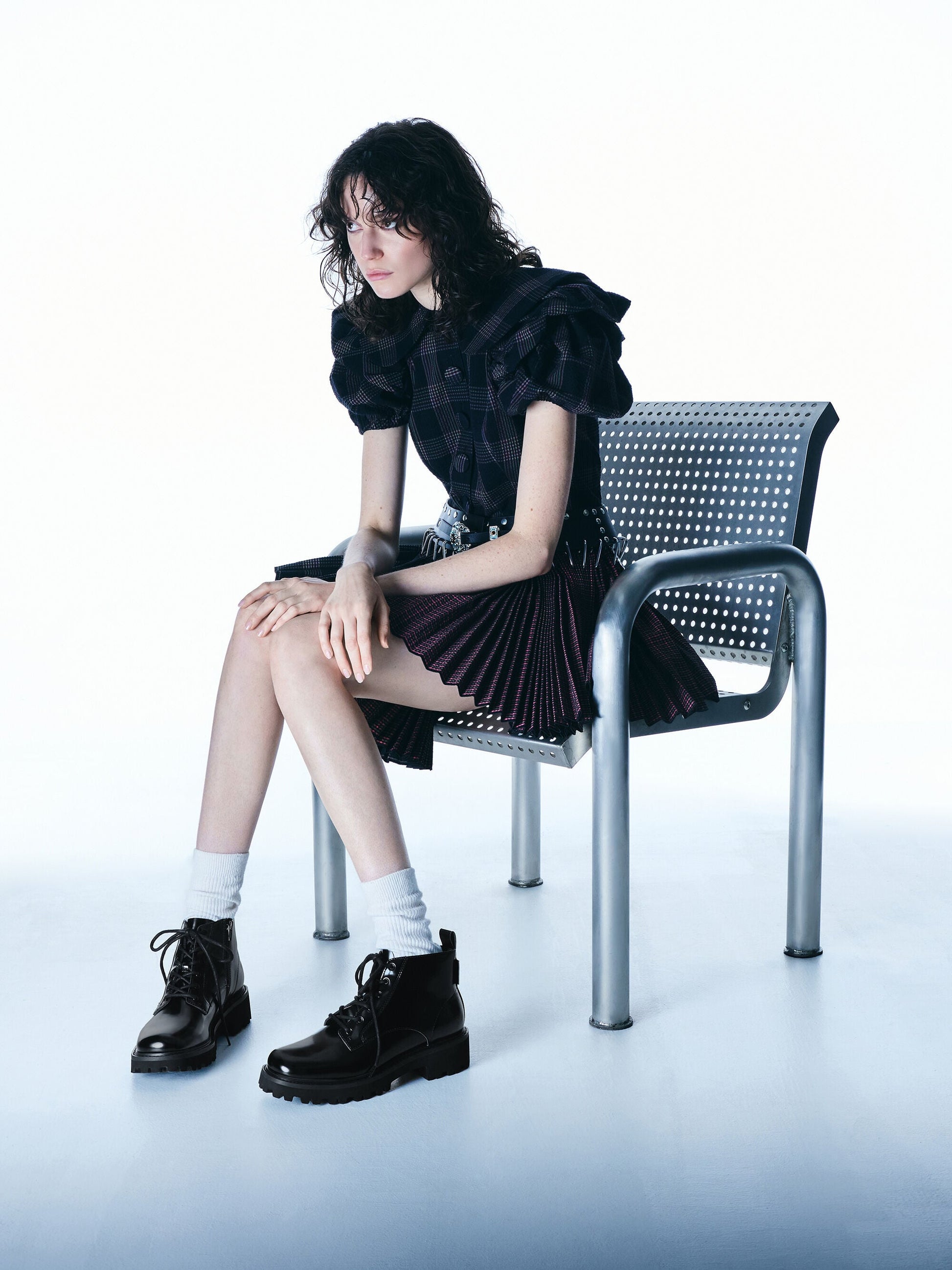 Ridged-Sole Side-Zip Combat Boots - Black Box | CHARLES & KEITH