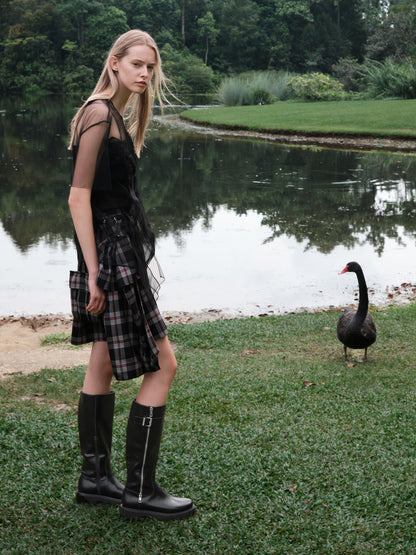 Lyndon Buckled Knee-High Boots - Black | CHARLES & KEITH