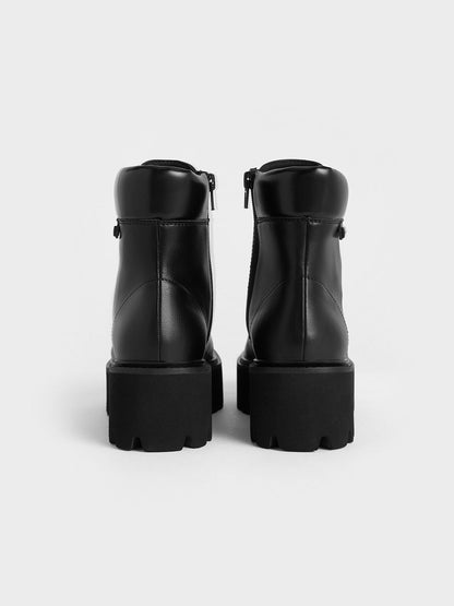 Ripley Ridged-Sole Ankle Boots - Black2 | CHARLES & KEITH