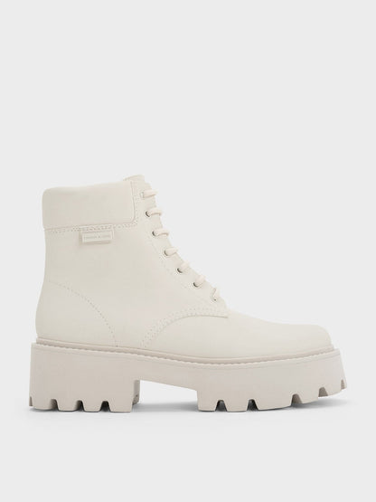 Ripley Ridged-Sole Ankle Boots - Chalk | CHARLES & KEITH