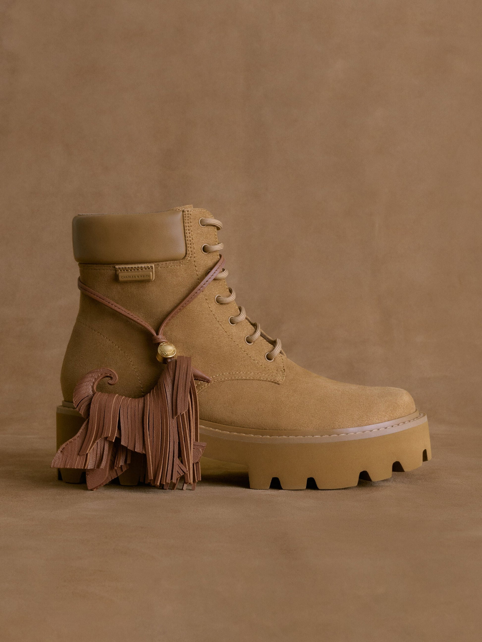 Ripley Ridged-Sole Ankle Boots - Sand | CHARLES & KEITH