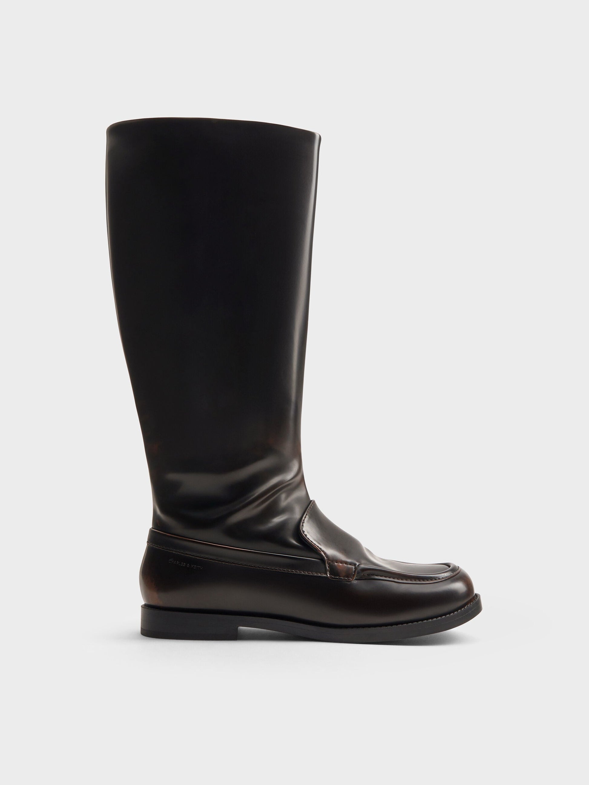 Jagger Knee-High Loafer-Boots - Dark Brown | CHARLES & KEITH