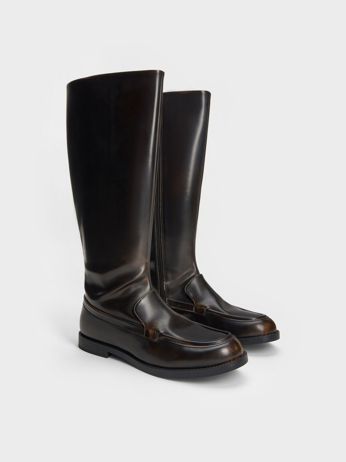 Jagger Knee-High Loafer-Boots - Dark Brown | CHARLES & KEITH