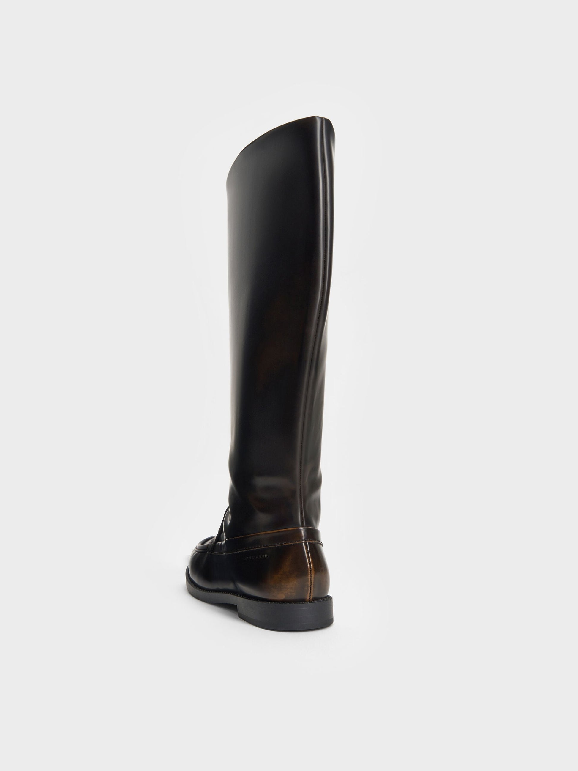 Jagger Knee-High Loafer-Boots - Dark Brown | CHARLES & KEITH