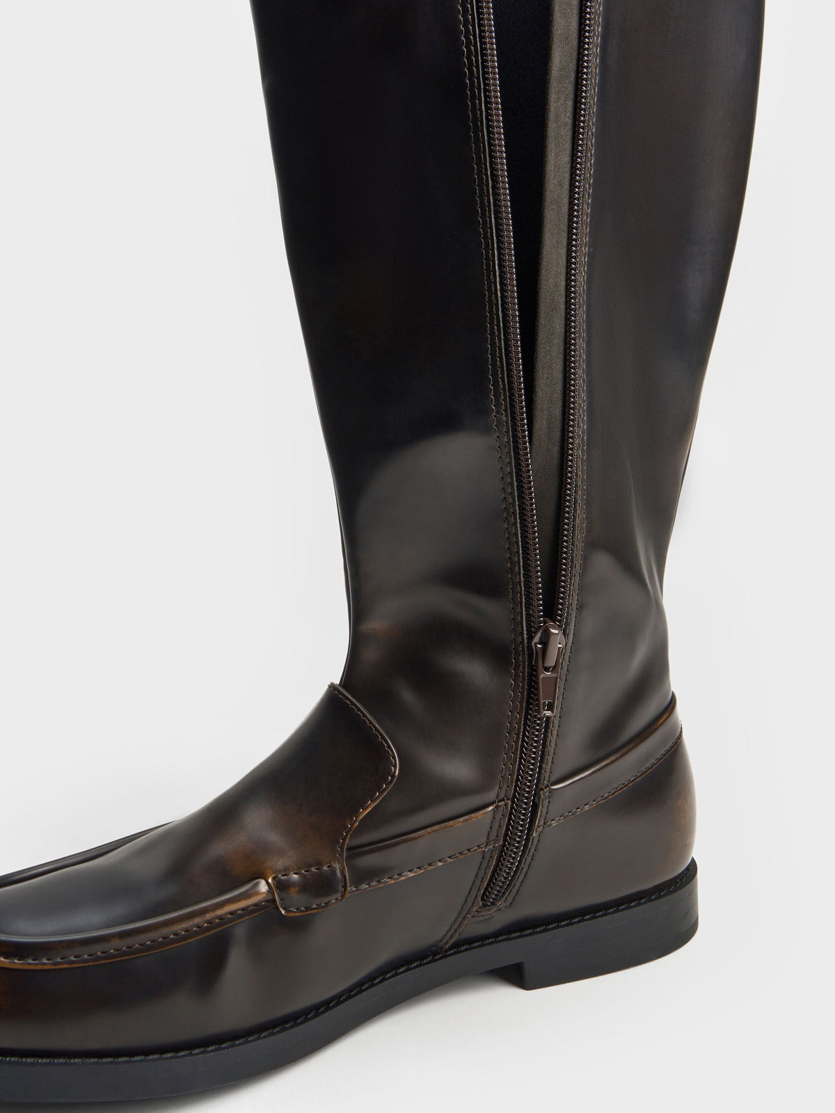 Jagger Knee-High Loafer-Boots - Dark Brown | CHARLES & KEITH
