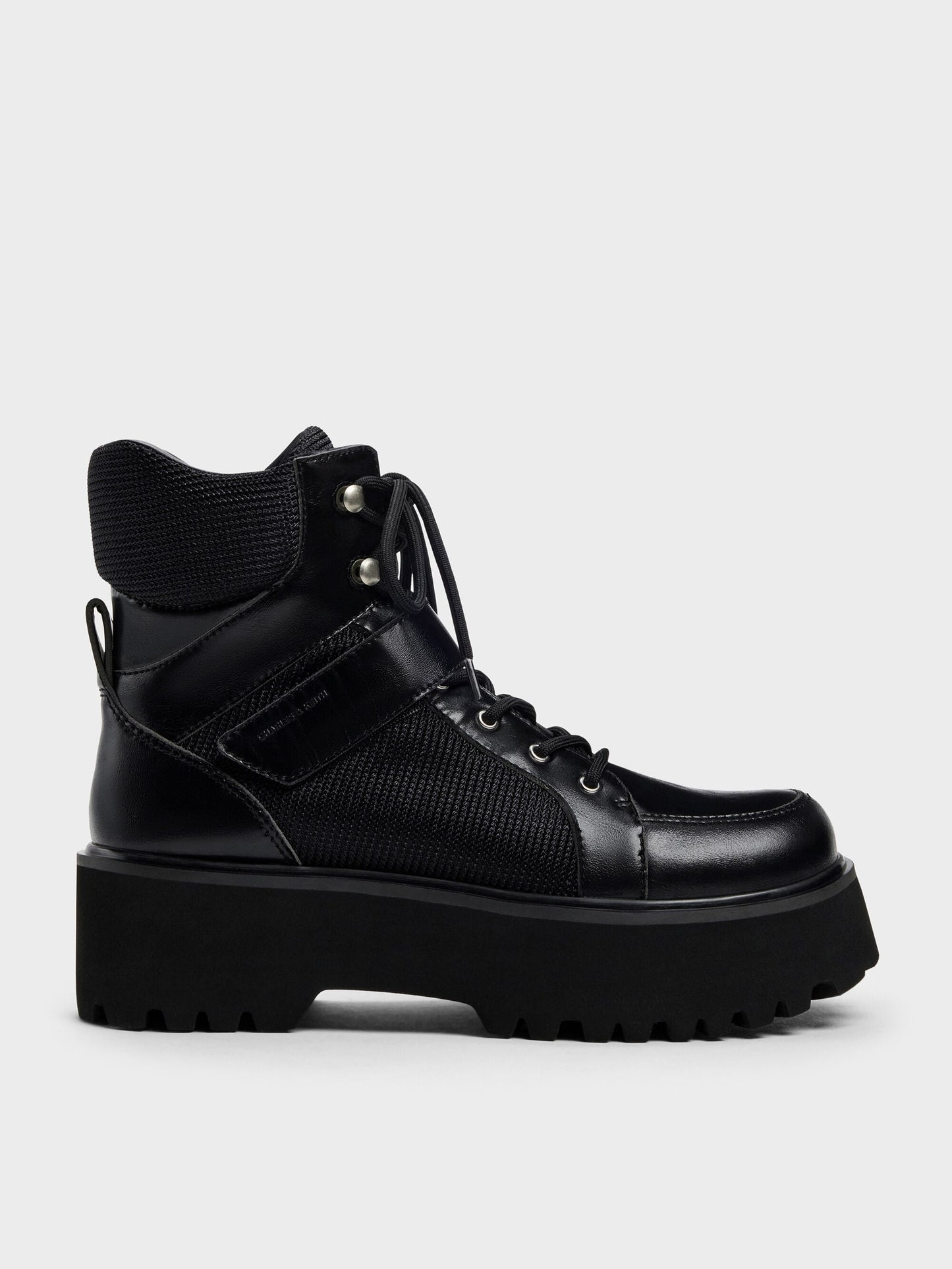 Eliot Platform Combat Boots - Black | CHARLES & KEITH
