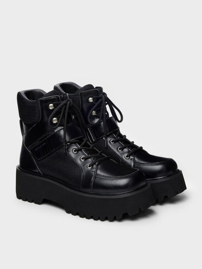 Eliot Platform Combat Boots - Black | CHARLES & KEITH