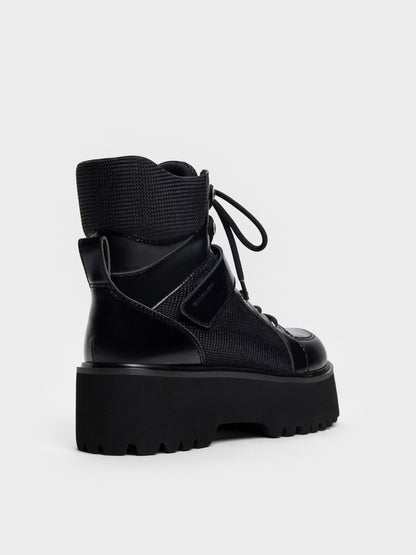 Eliot Platform Combat Boots - Black | CHARLES & KEITH