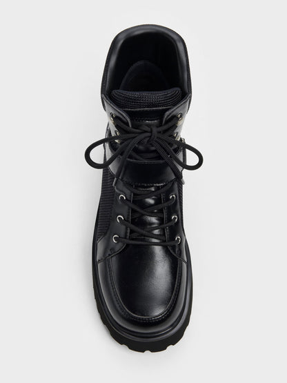 Eliot Platform Combat Boots - Black | CHARLES & KEITH