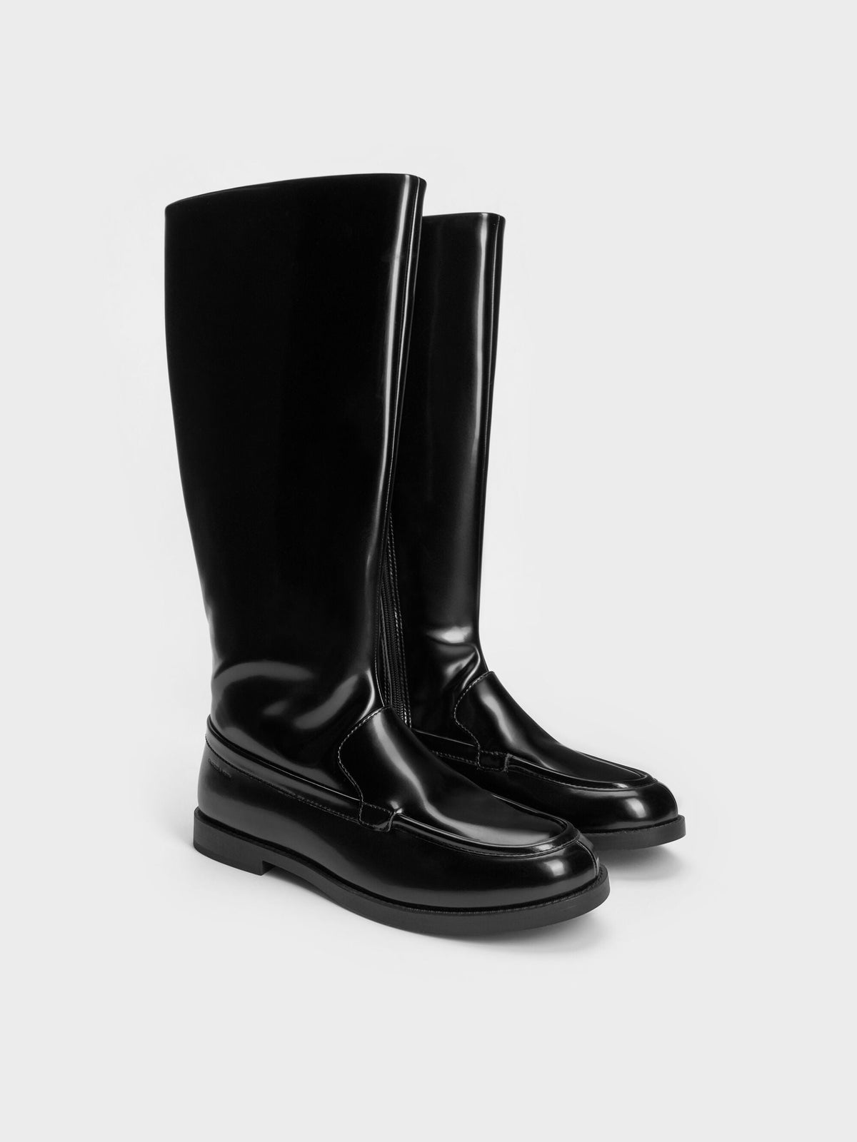 Jagger Knee-High Loafer-Boots - Black Box | CHARLES & KEITH
