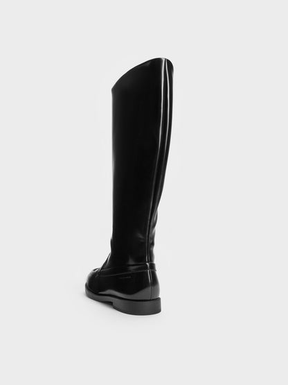 Jagger Knee-High Loafer-Boots - Black Box | CHARLES & KEITH