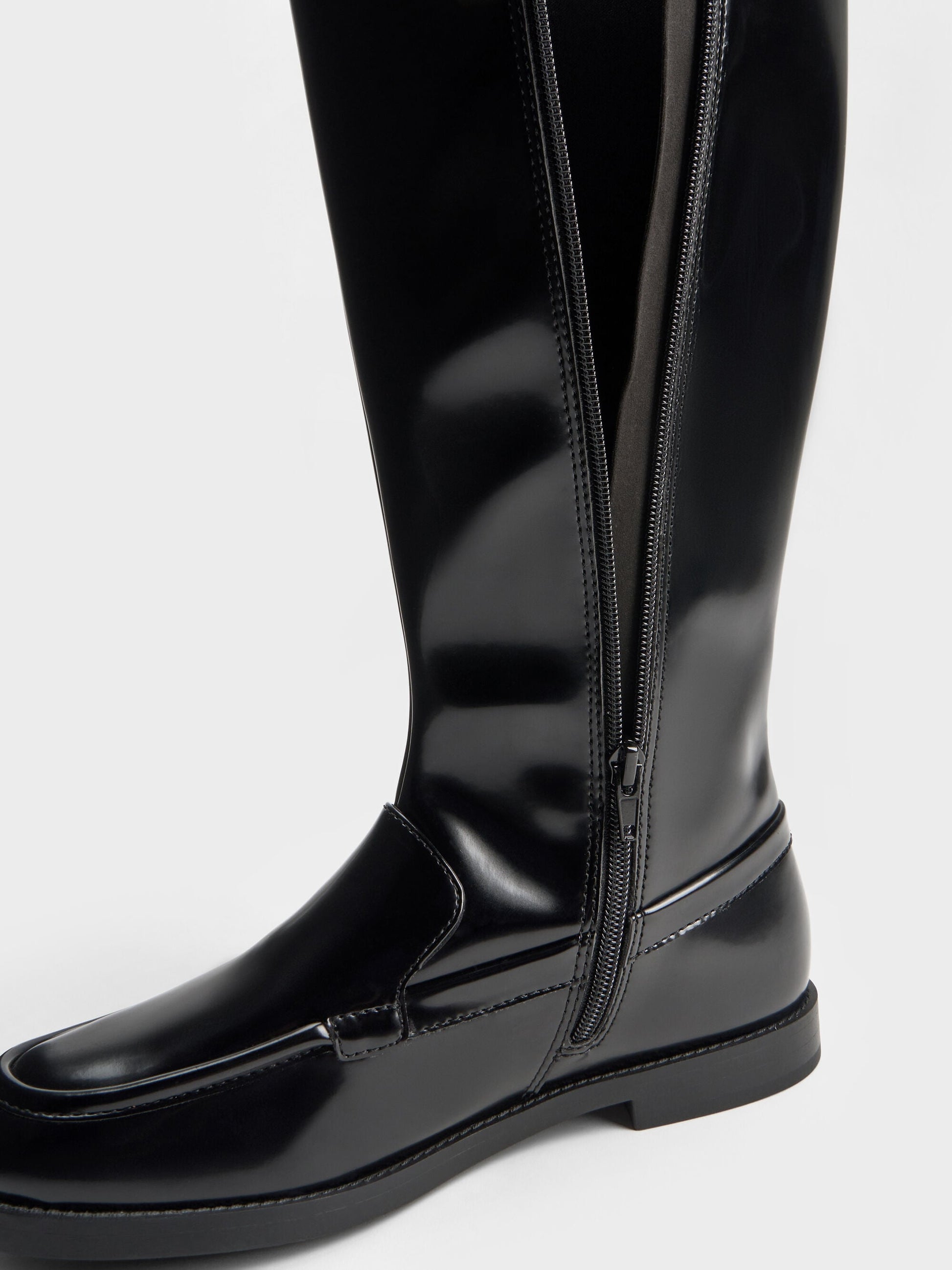Jagger Knee-High Loafer-Boots - Black Box | CHARLES & KEITH
