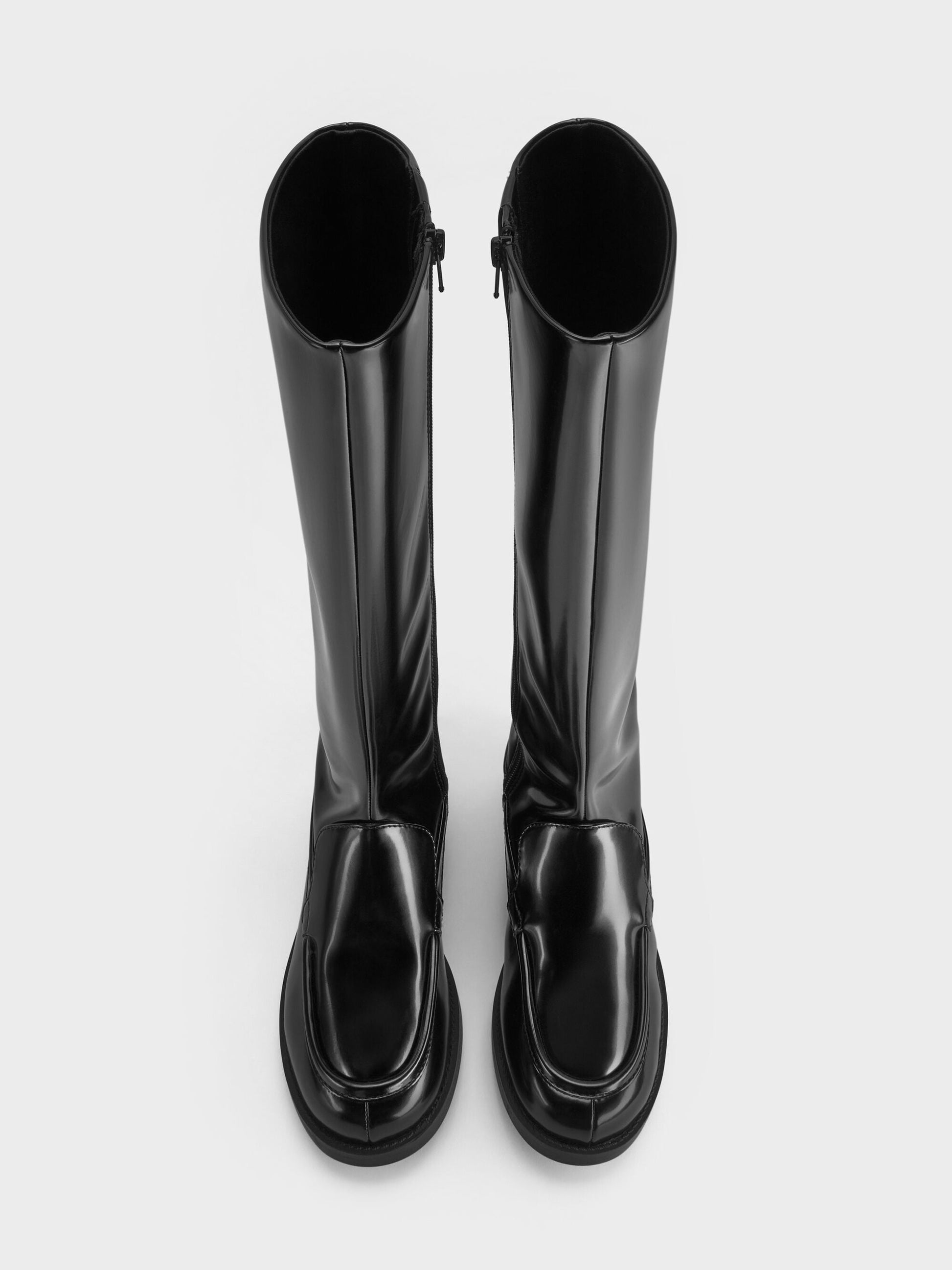 Jagger Knee-High Loafer-Boots - Black Box | CHARLES & KEITH
