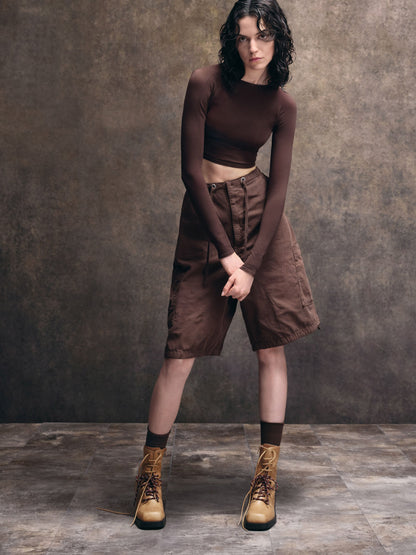 Logan Double-Lace Calf Boots - Sand | CHARLES & KEITH