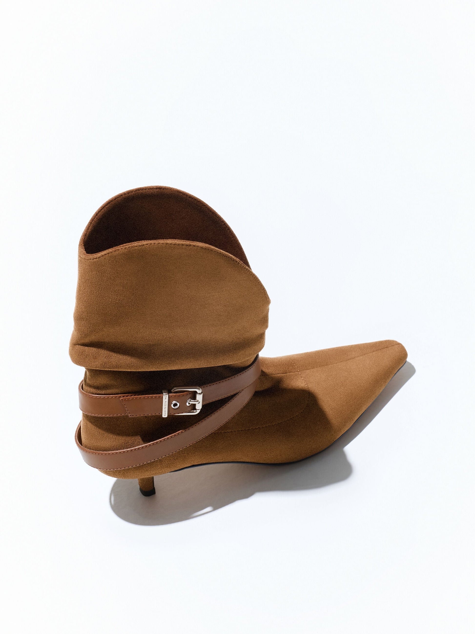 Karter Faux Suede Kitten-Heel Boots - Cognac | CHARLES & KEITH