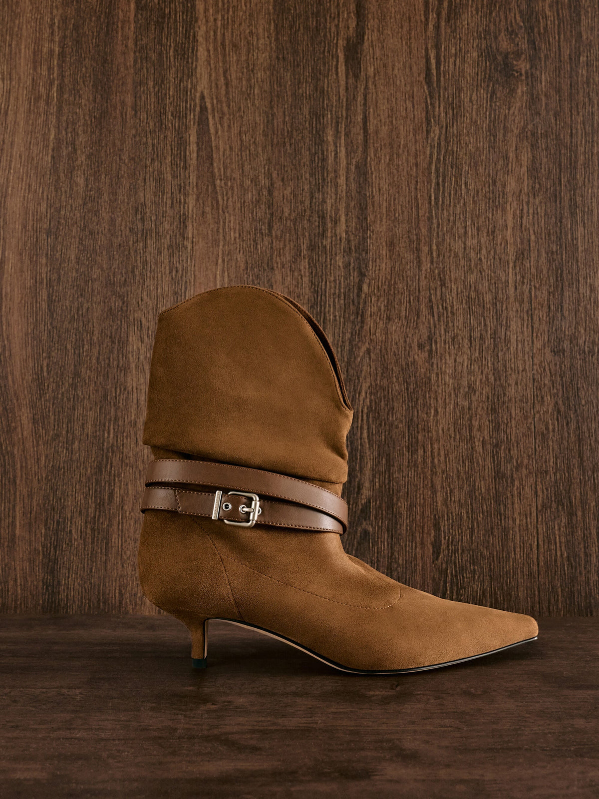 Karter Faux Suede Kitten-Heel Boots - Cognac | CHARLES & KEITH