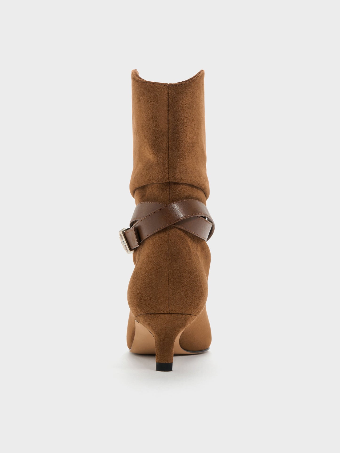 Karter Faux Suede Kitten-Heel Boots - Cognac | CHARLES & KEITH