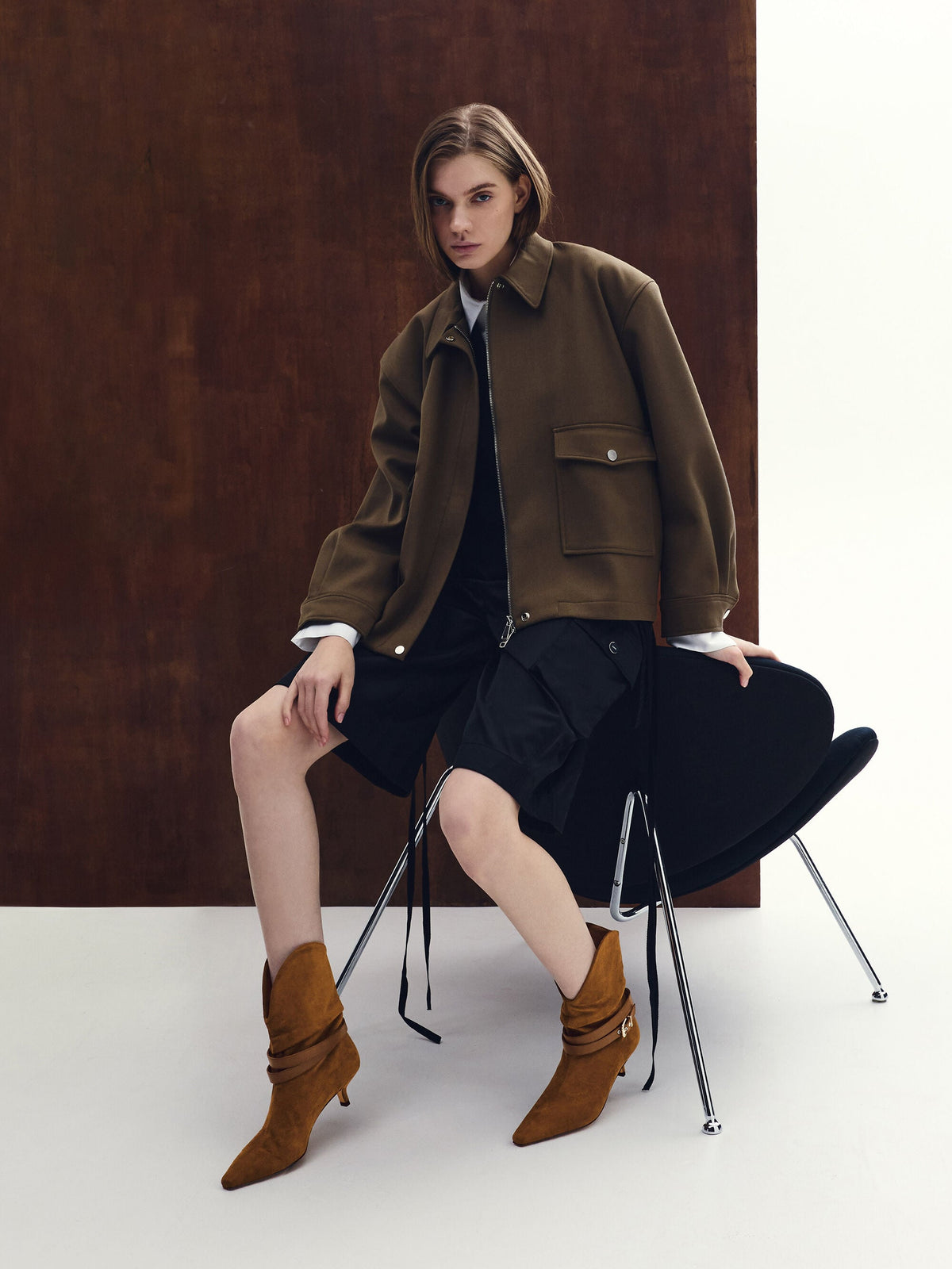 Karter Faux Suede Kitten-Heel Boots - Cognac | CHARLES & KEITH
