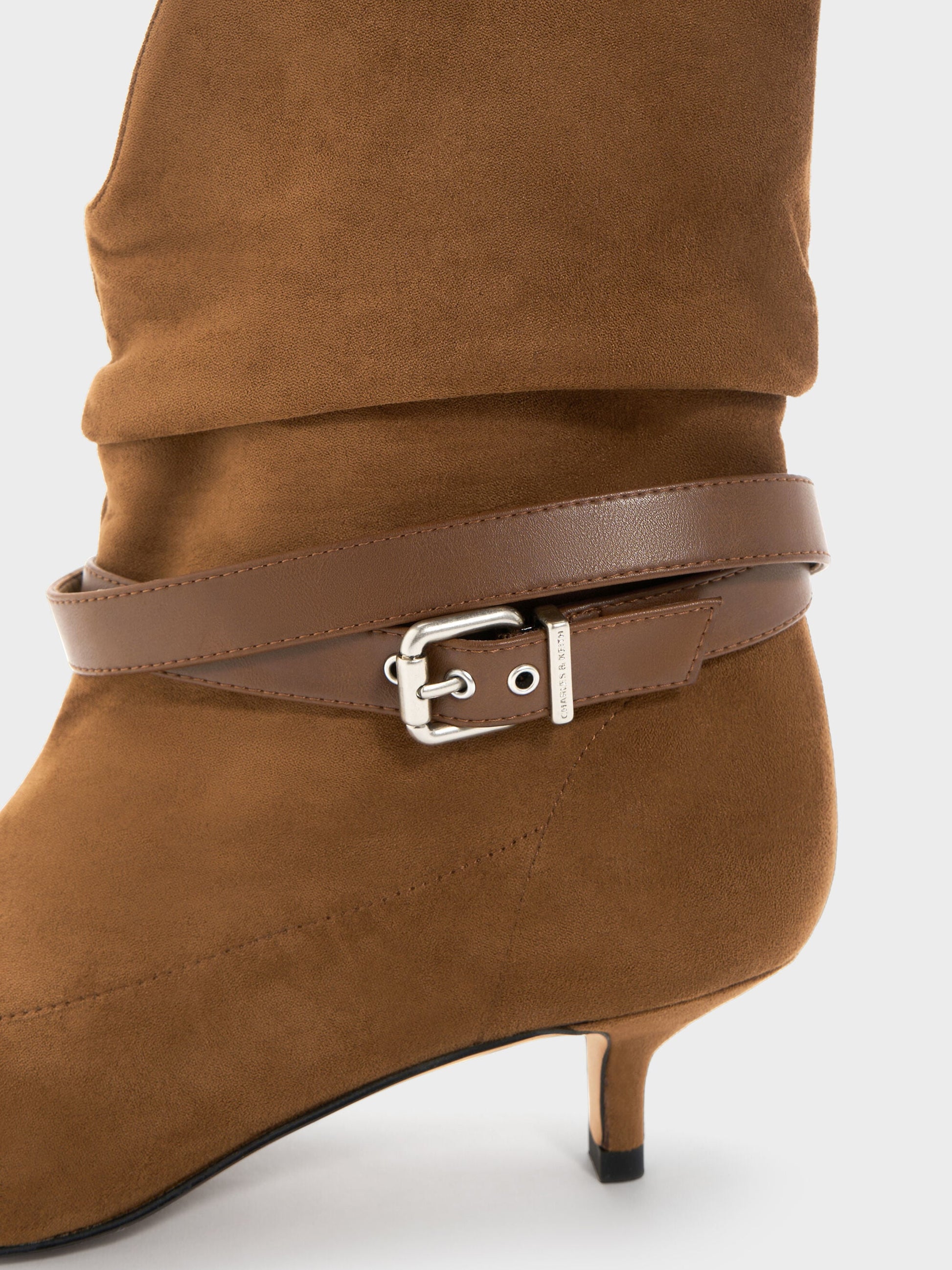 Karter Faux Suede Kitten-Heel Boots - Cognac | CHARLES & KEITH