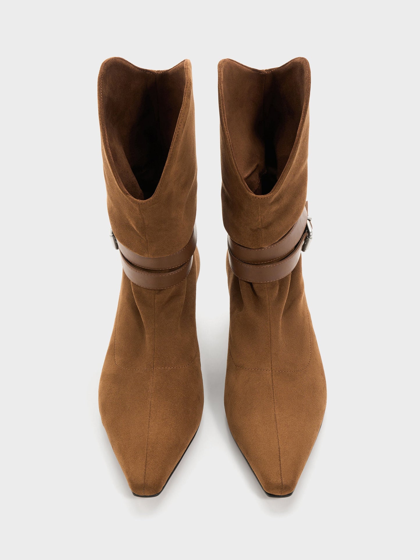 Karter Faux Suede Kitten-Heel Boots - Cognac | CHARLES & KEITH