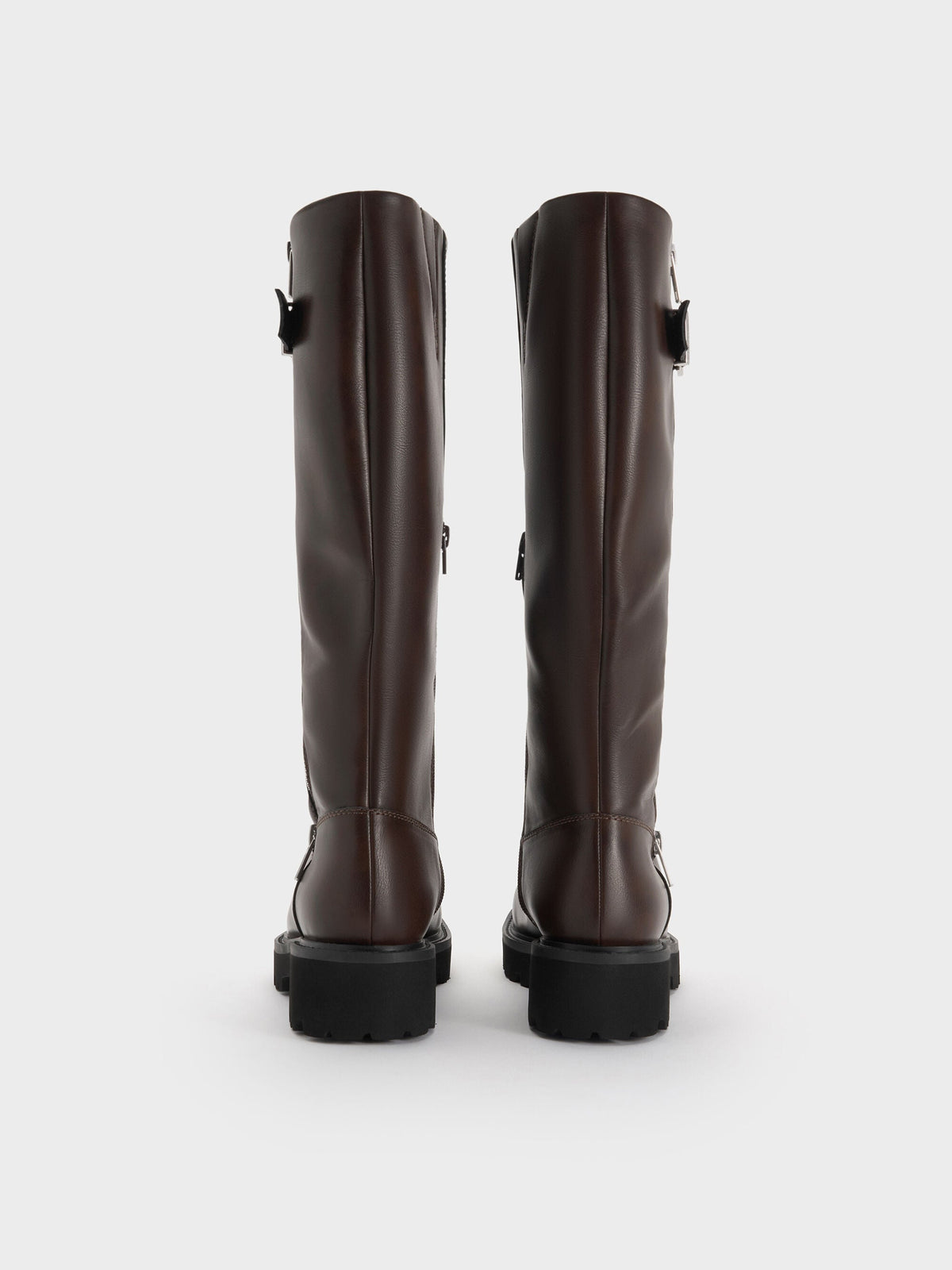 Lyndon Buckled Knee-High Boots - Dark Brown | CHARLES & KEITH