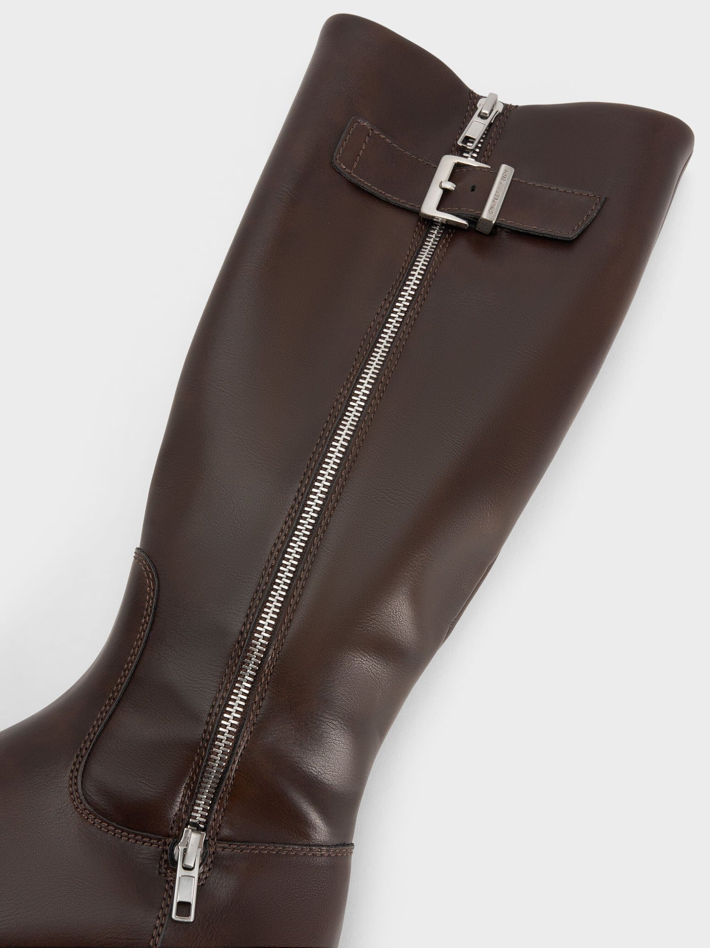 Lyndon Buckled Knee-High Boots - Dark Brown | CHARLES & KEITH