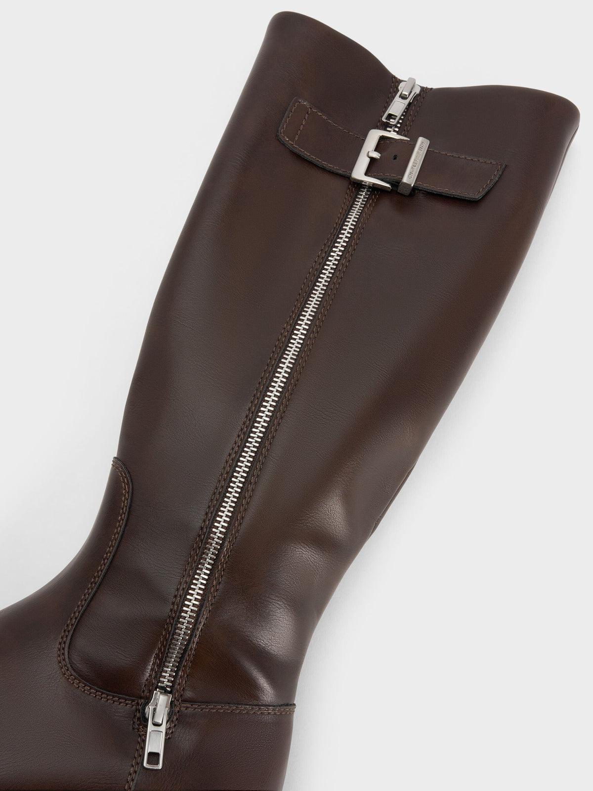 Lyndon Buckled Knee-High Boots - Dark Brown | CHARLES & KEITH