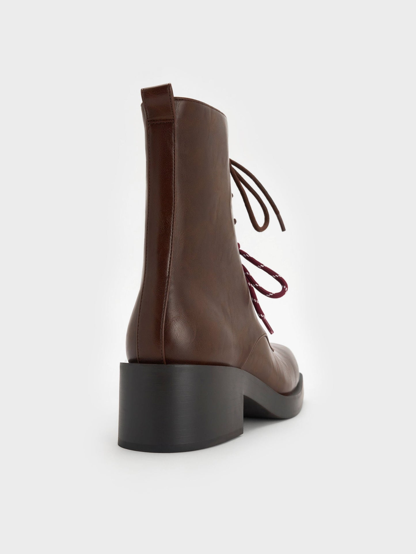 Logan Double-Lace Calf Boots - Dark Brown | CHARLES & KEITH