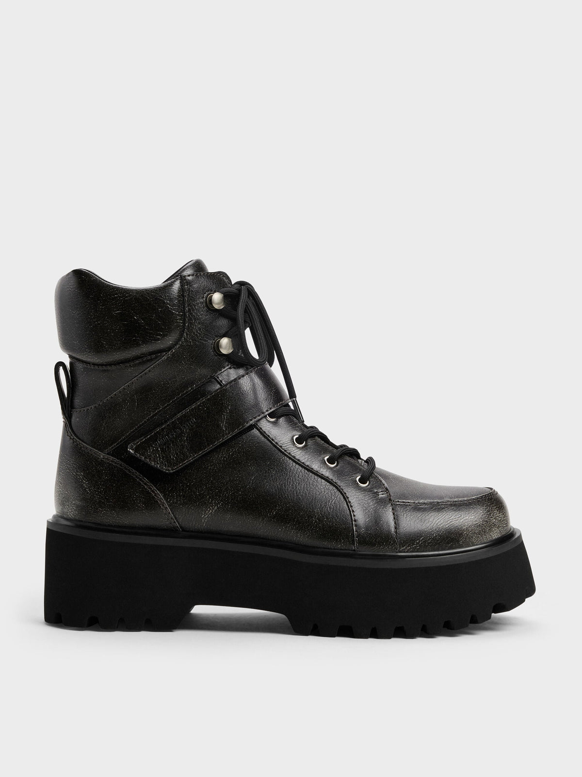 Eliot Platform Combat Boots - Grey | CHARLES & KEITH