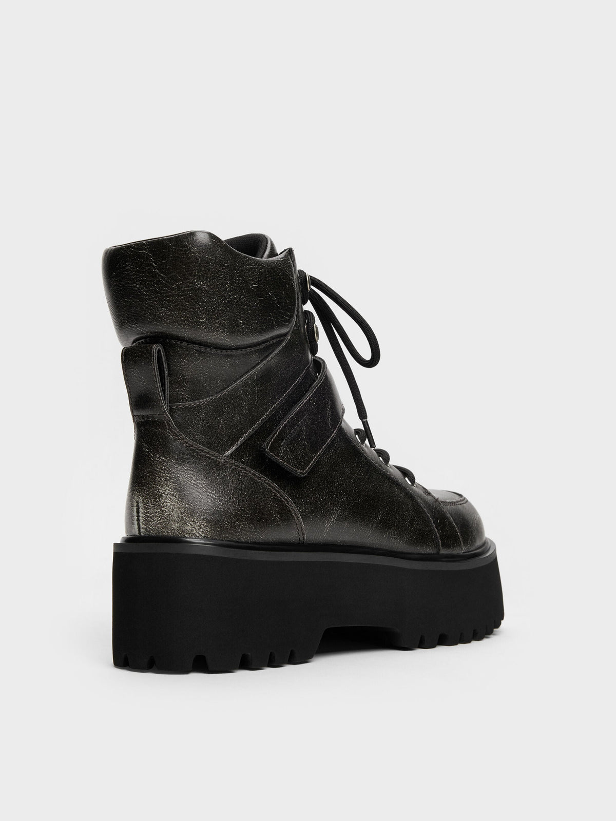 Eliot Platform Combat Boots - Grey | CHARLES & KEITH