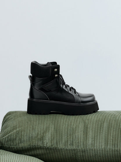 Eliot Platform Combat Boots - Grey | CHARLES & KEITH